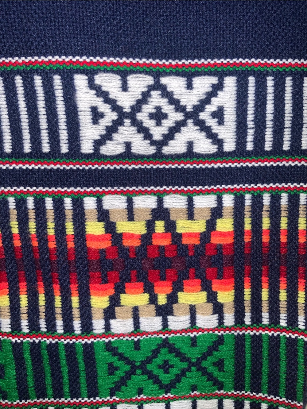 Navy Aztec-Pattern Fringe Poncho - Women's Accessory - Picture 9 of 11
